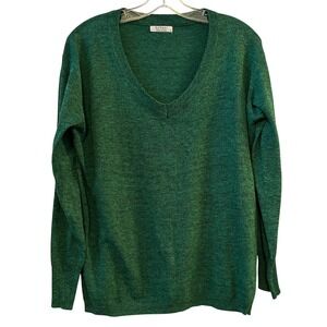 SoTeer Women's Green V Neck Long Sleeve‎ Sweater Size S